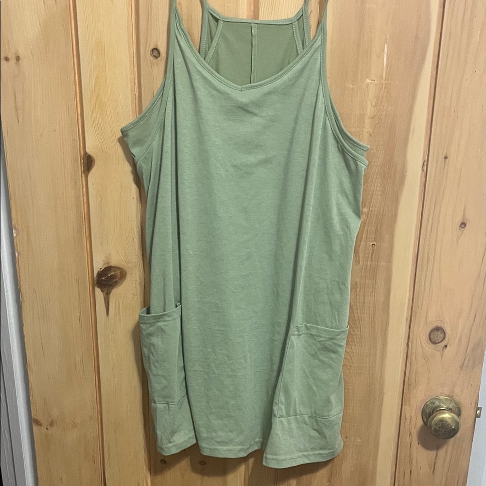 Women's Green Sleeveless Romper with Shorts
